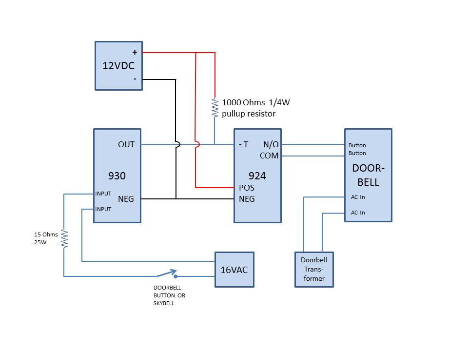 Doorbell Circuit For Ring/Skybell Etc using Elk 930 And 924 V3