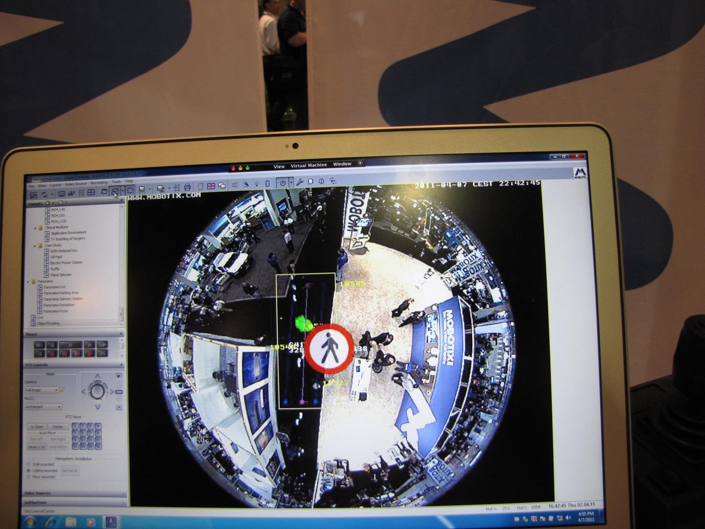 Mobotix 360 degree view being analyzed.
