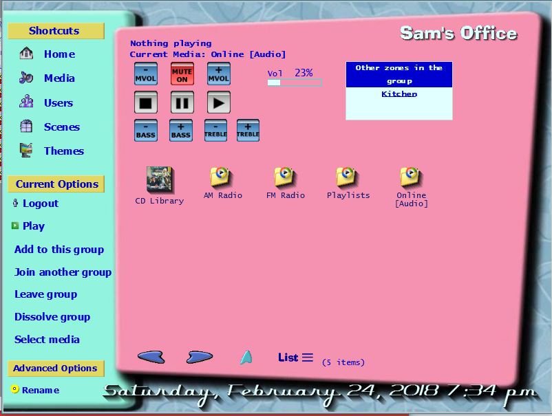 Sam's Zone Control Screen