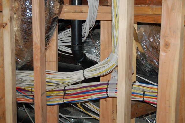 Wires leaving Mechanical room bundled by floor