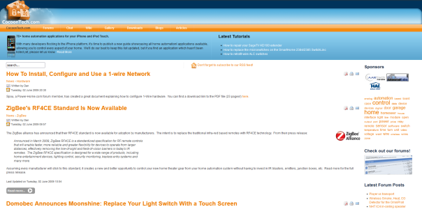 Screenshot of the 2nd major redesign of CocoonTech.com in 2009