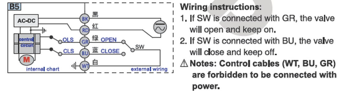 H20 valve wiring