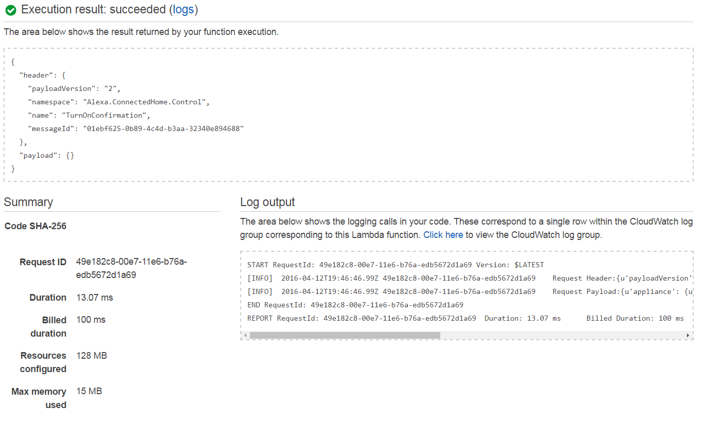 Lambda 7 Function Execution Result