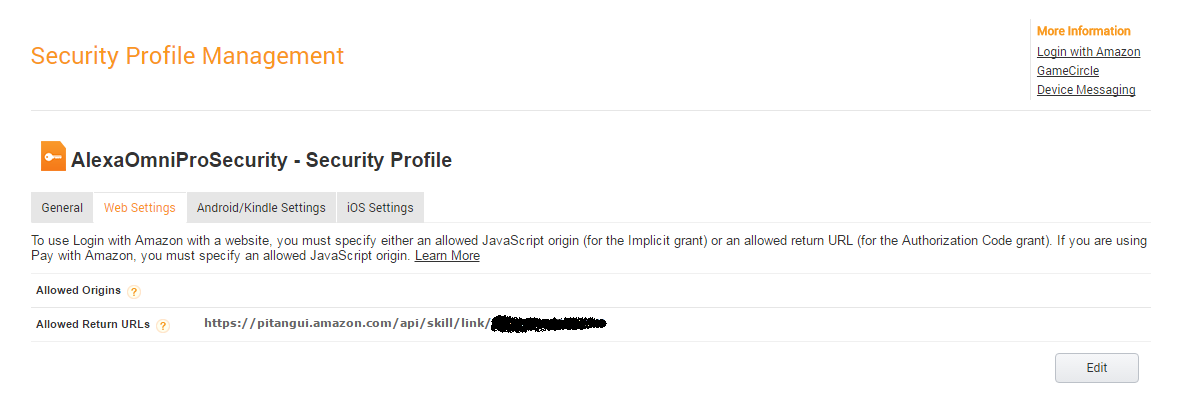 Security 3 Profile Web Settings