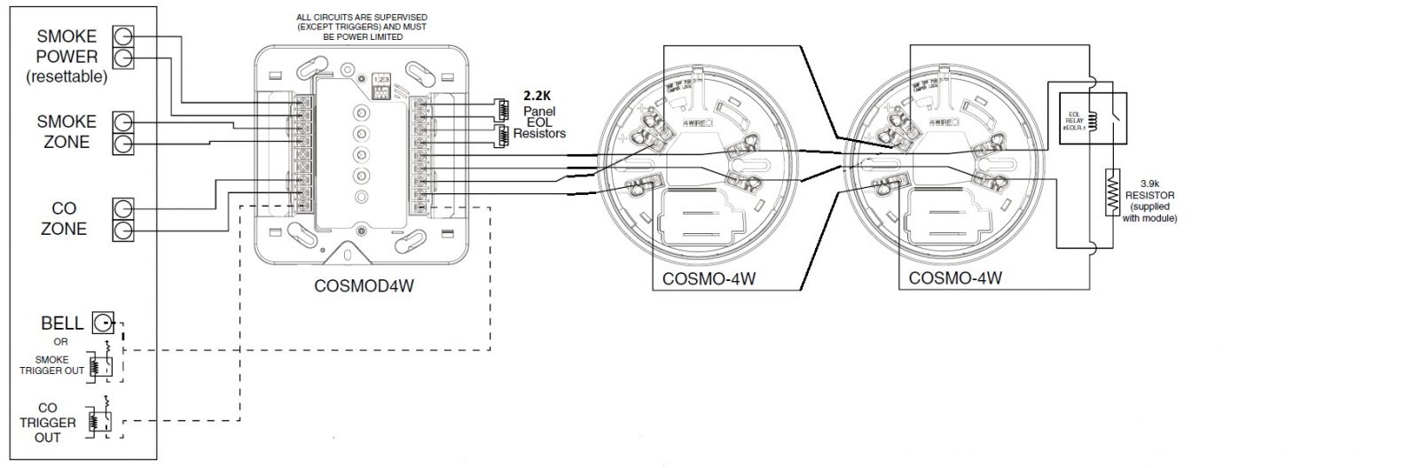 System Sensor COSMO 4W Wiring